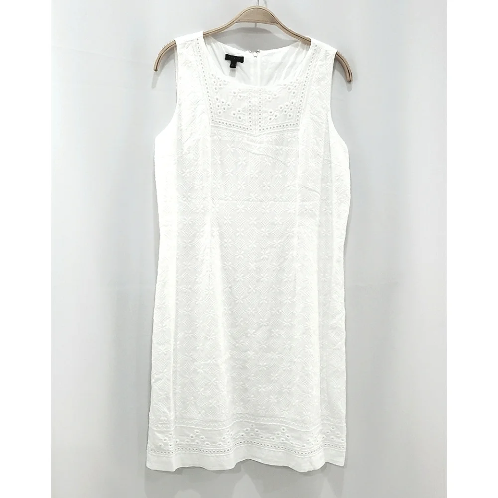NEW Talbots Embroidered Eyelet Sheath Sleeveless White Dress sz 6P - Picture 5 of 16